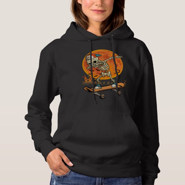 Skeleton Skateboard Dabbing  Halloween Costume Gif Hoodie (Vorderseite)