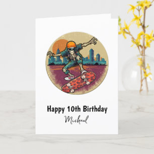 Skeleton Skateboard Happy Birthday Add Name Age Karte