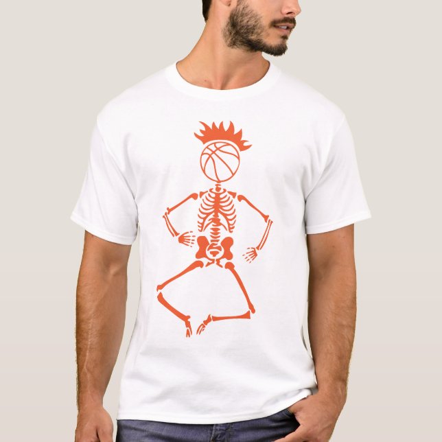 Skeleton-Skeleton-Basketball T-Shirt (Vorderseite)
