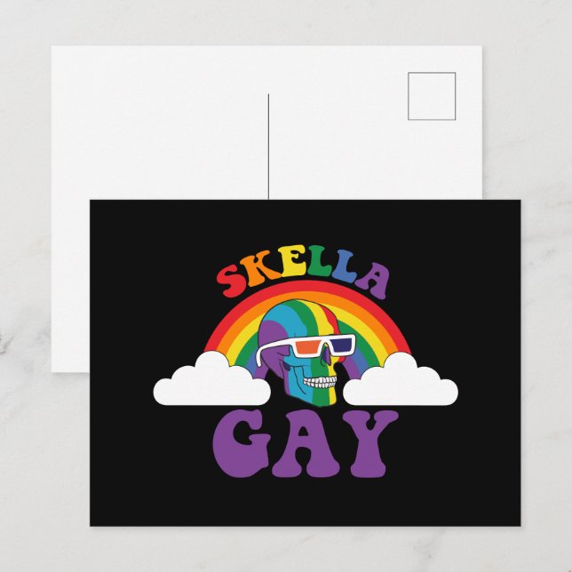 Skeleton Skella Gay Rainbow Pride Month Postkarte (Vorne/Hinten)