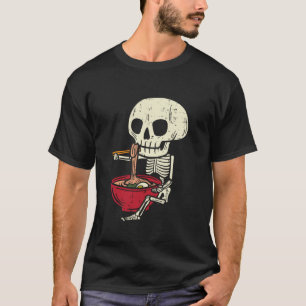 Skeleton Skull Eating Ramen Niedlich Anime Hallowe T-Shirt