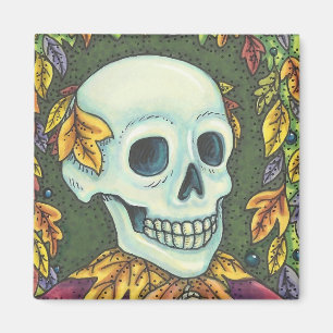 SKELETON SKULL, GENTLEMAN HALLOWEEN MAGNET Square