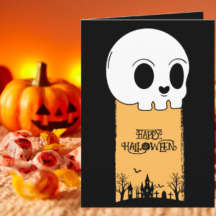Skeleton Skull Graveyard Black Gothic Halloween Karte