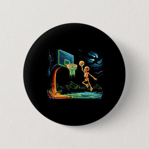 Skeleton Slam Dunk Hoop Bysketbyll Halloween Men B Button