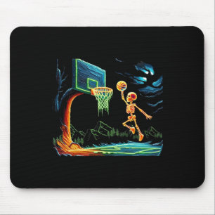 Skeleton Slam Dunk Hoop Bysketbyll Halloween Men B Mousepad
