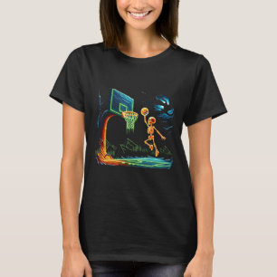 Skeleton Slam Dunk Hoop Bysketbyll Halloween Men B T-Shirt