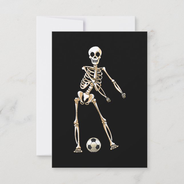 Skeleton Soccer Halloween Flossenblütenspiel Einladung (Vorderseite)