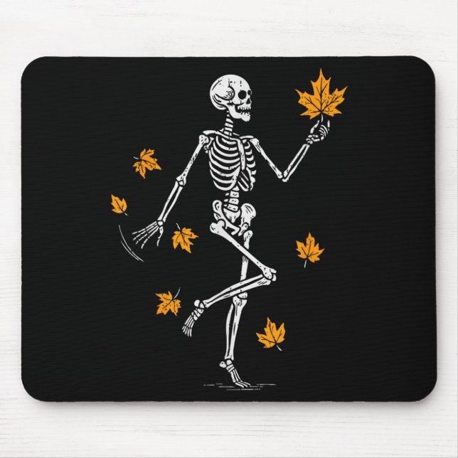 Skeleton Soky Dancing Fall Halloween Erntedank Mousepad (Vorne)