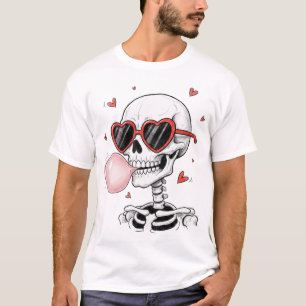 Skeleton-Sonnenbrille Herzen Bubble-Gum 90er Grafi T-Shirt