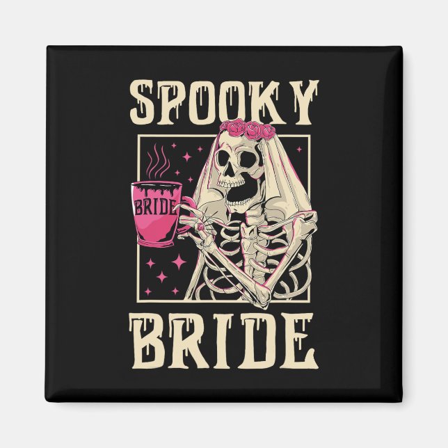 Skeleton Spooky Bride Wedding Chelorette Halloween Magnet (Vorne)