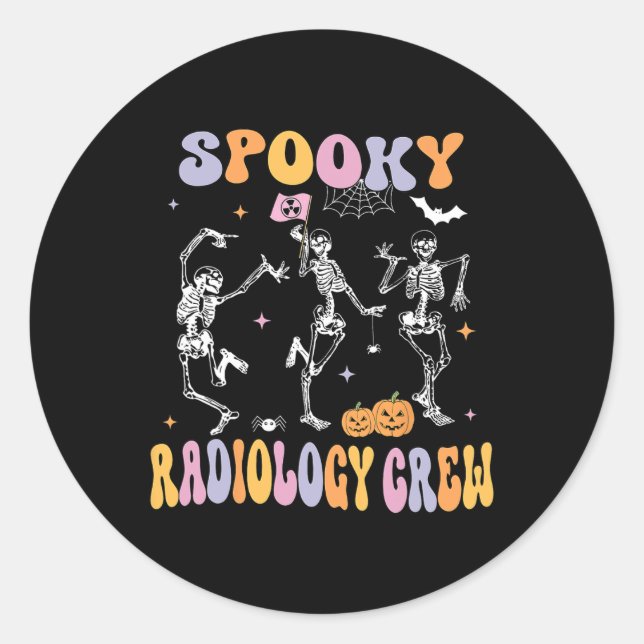 Skeleton Spooky Radiology Crew Röntgen Tech Hallow Runder Aufkleber (Vorderseite)