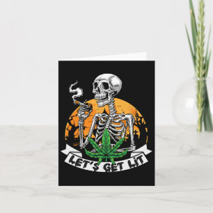 Skeleton Stoner Rauchen Unkraut Lit Hallowe Karte
