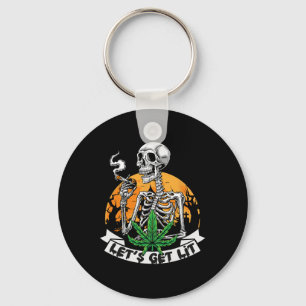 Skeleton Stoner Rauchen Unkraut Lit Hallowe Schlüsselanhänger