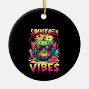 Skeleton Summer Summerween Vibes Watermelon Jack-O Keramik Ornament