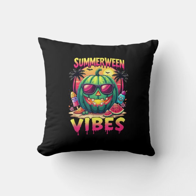 Skeleton Summer Summerween Vibes Watermelon Jack-O Kissen (Vorderseite)
