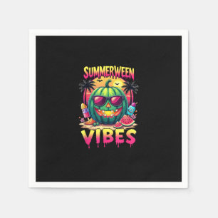 Skeleton Summer Summerween Vibes Watermelon Jack-O Serviette