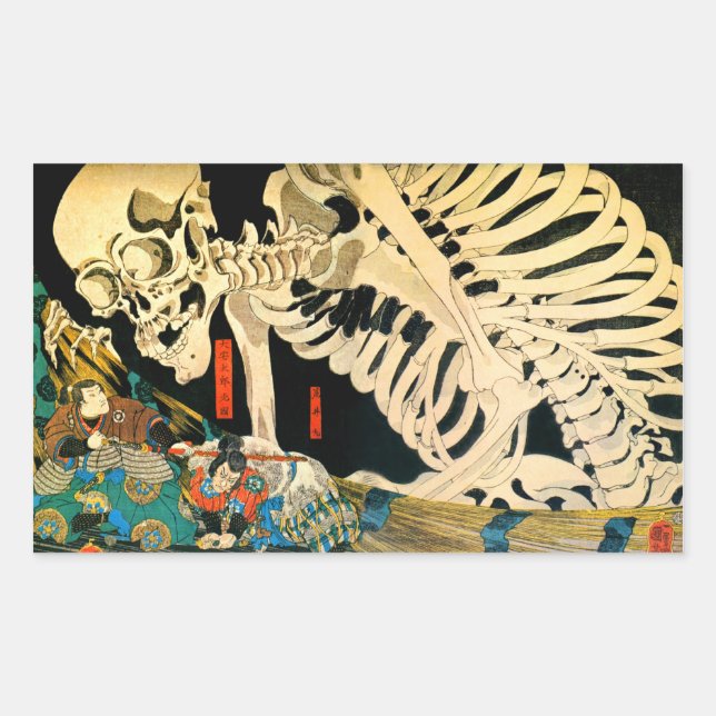Skeleton Summont by Hexe Kuniyoshi Kunstvoll wande Rechteckiger Aufkleber (Vorderseite)