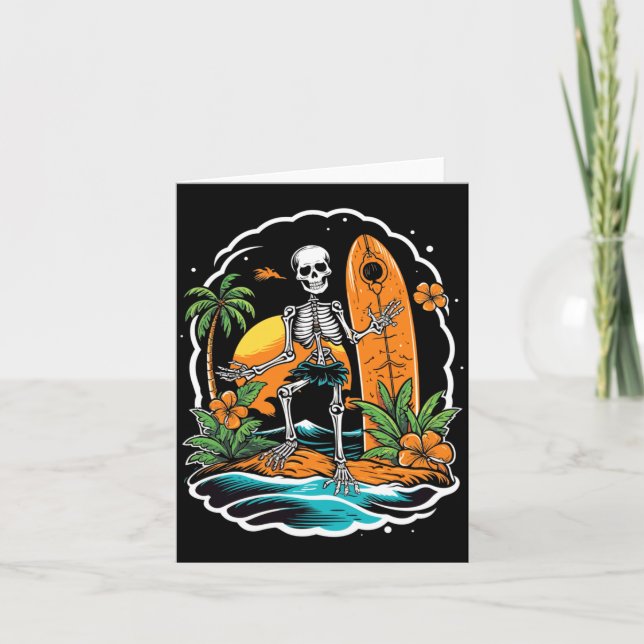 Skeleton-Surfen Halloween Hawaii-Performance Karte (Vorderseite)