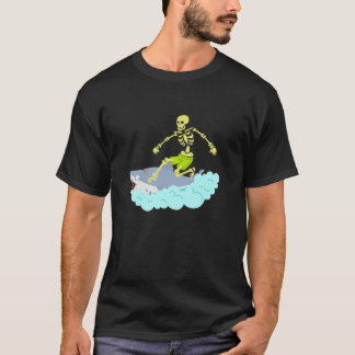 Skeleton Surfing Halloween T-Shirt Zombie Shark Fu