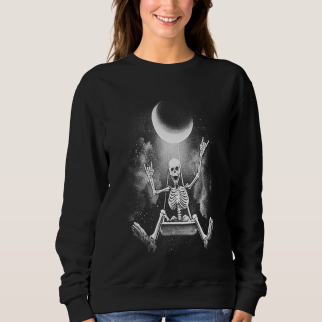 Skeleton Swinging Moon Rock Sweatshirt (Vorderseite)