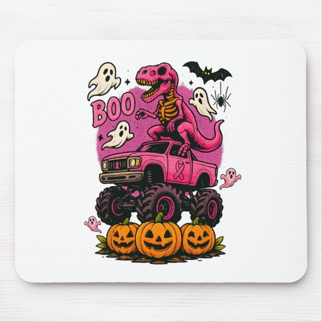 Skeleton T Rex Dinosaur Monster Truck Pumpkin Brea Mousepad (Vorne)