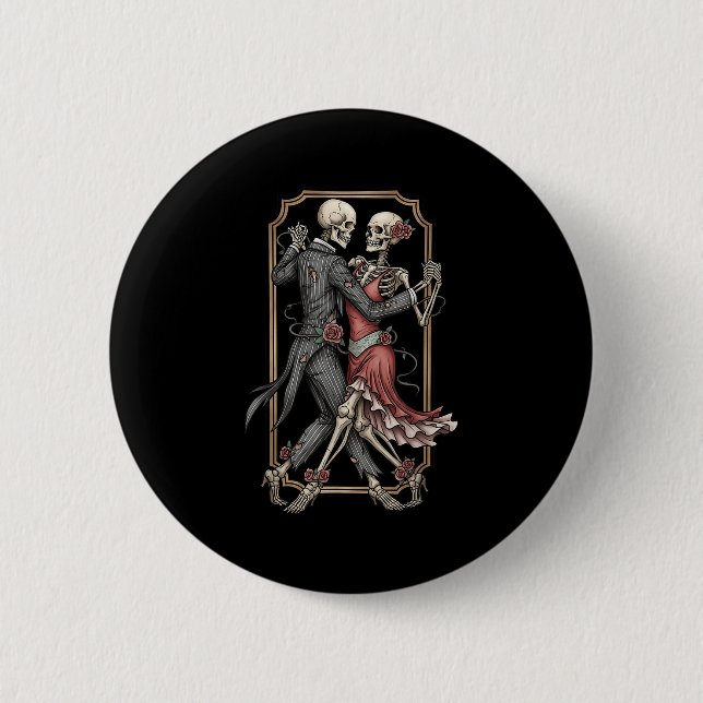 Skeleton Tango Halloween Costume Spooky Dancers Da Button (Vorderseite)