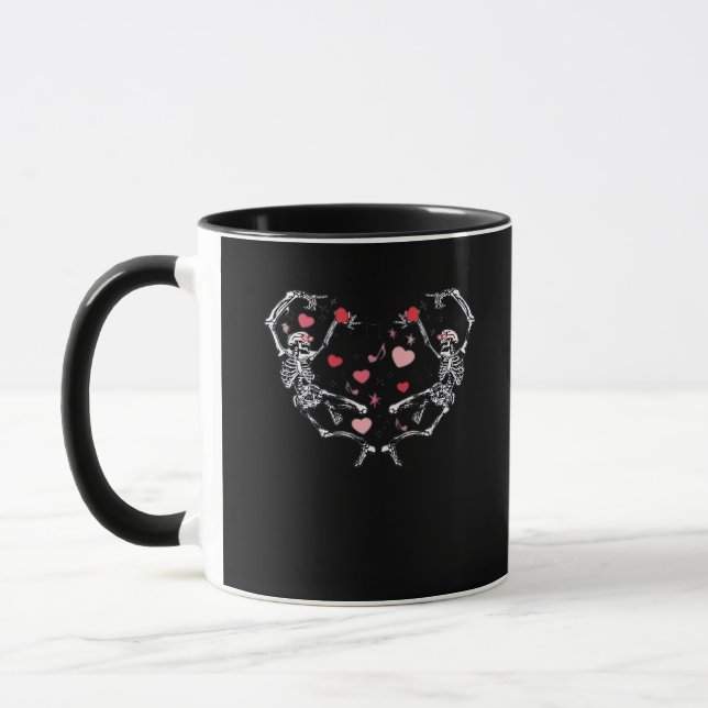 Skeleton tanzend Herz Valentinstag Geschenk Skull Tasse (Links)