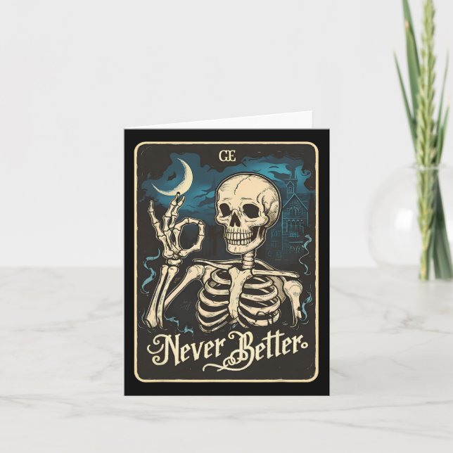 Skeleton Tarot Card Nie besseres SchädelHalloween Karte (Vorderseite)