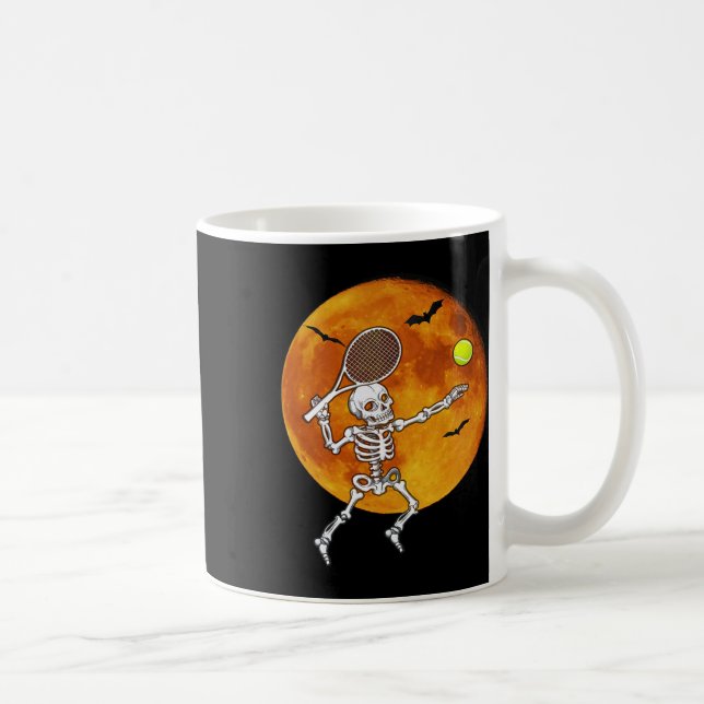 Skeleton Tennis Halloween Racket Ll Kaffeetasse (Rechts)