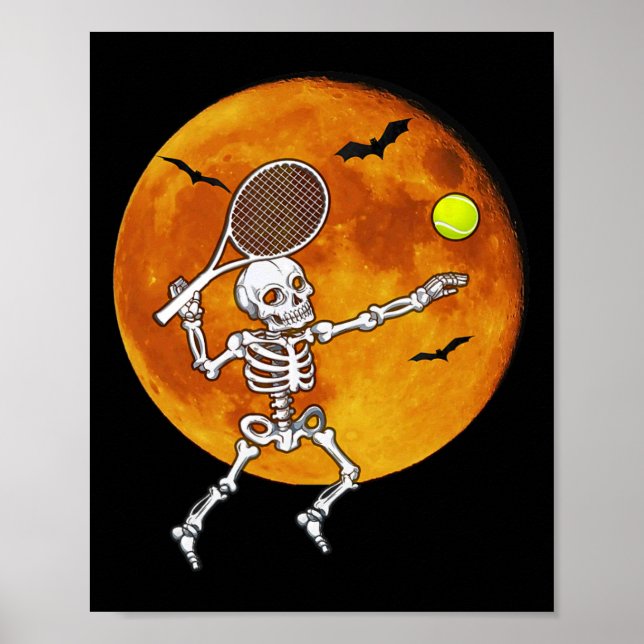 Skeleton Tennis Halloween Racket Ll Poster (Vorne)