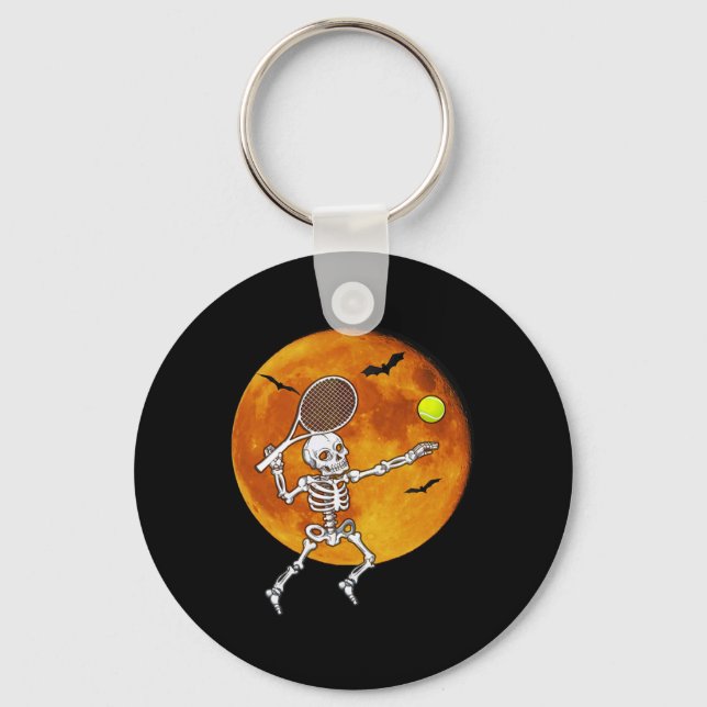 Skeleton Tennis Halloween Racket Ll Schlüsselanhänger (Vorderseite)