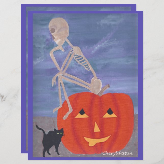 Skeleton Thinker Halloween Papier à grattoir (Devant / Derrière)
