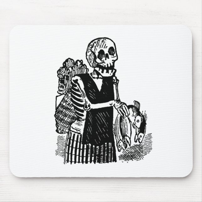 "Skeleton tragende Fische" circa frühem 1900's Mousepad (Vorne)