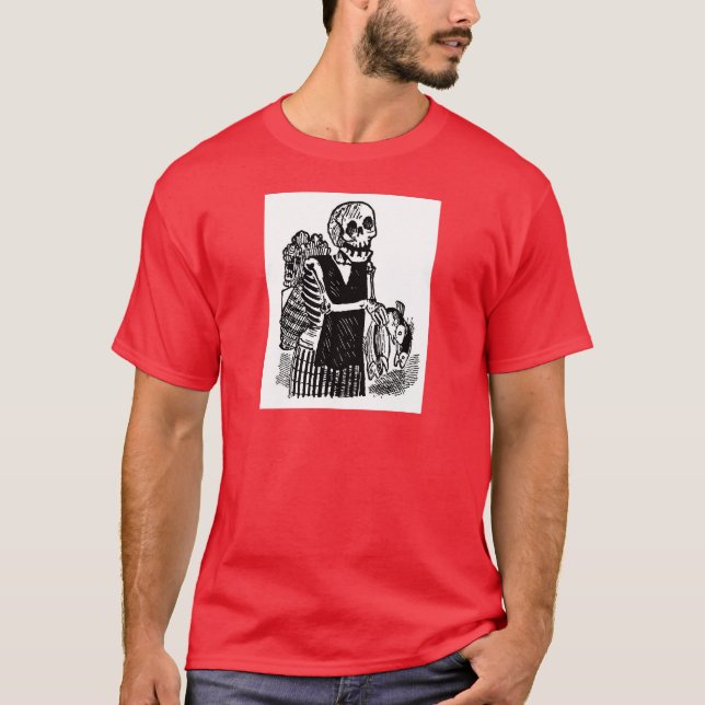 "Skeleton tragende Fische" circa frühem 1900's T-Shirt (Vorderseite)