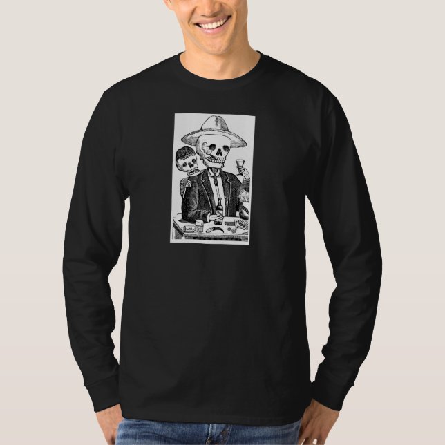 Skeleton trinkender Tequila, Mexiko T-Shirt (Vorderseite)