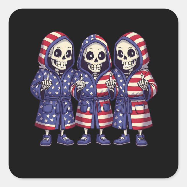 Skeleton Trio Patriotic Aufkleber (Vorderseite)