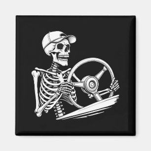 Skeleton Truck Driver - Funny Big Trucker Magnet