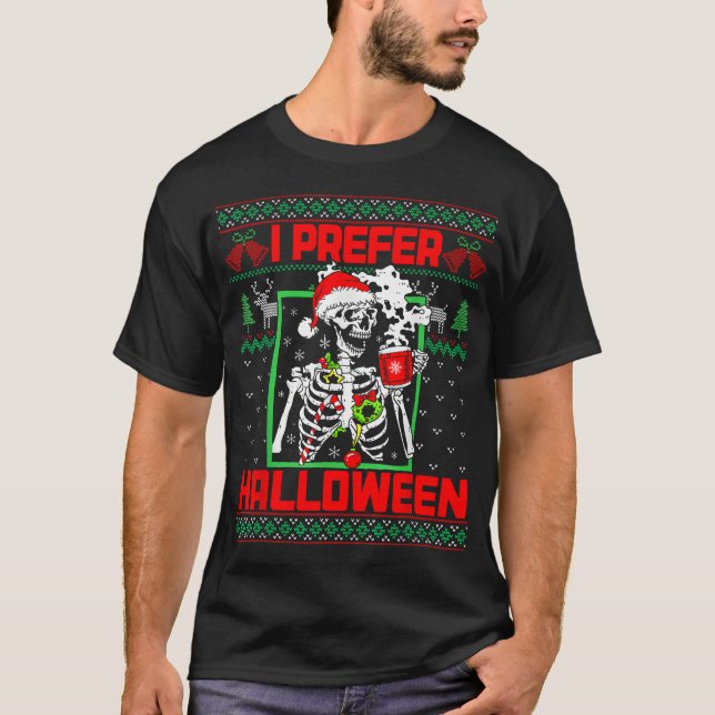 Skeleton Ugly Christmas Sweater T-Shirt (Vorderseite)