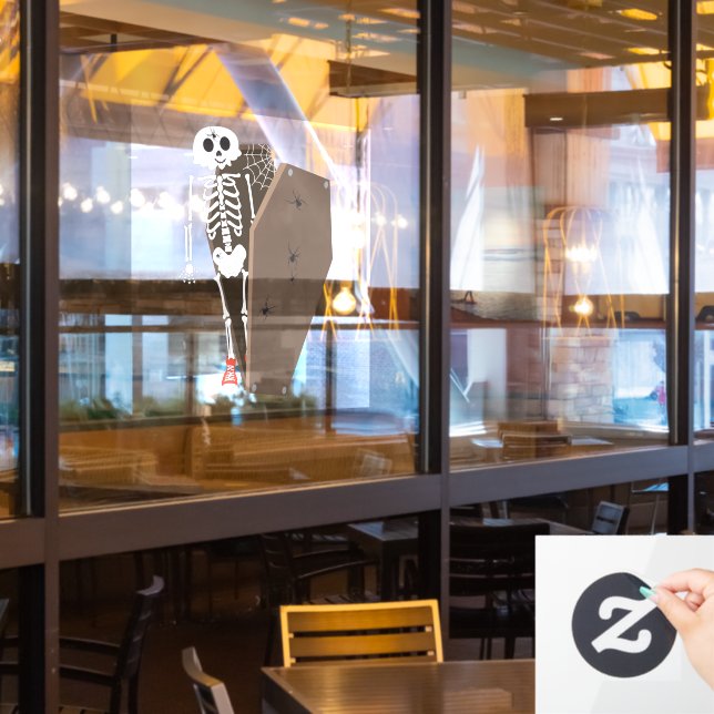 Skeleton und Coffin Halloween Design Fensteraufkleber (Restaurantfenster)