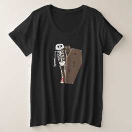 Skeleton und Coffin Halloween Design Große Größe T-Shirt