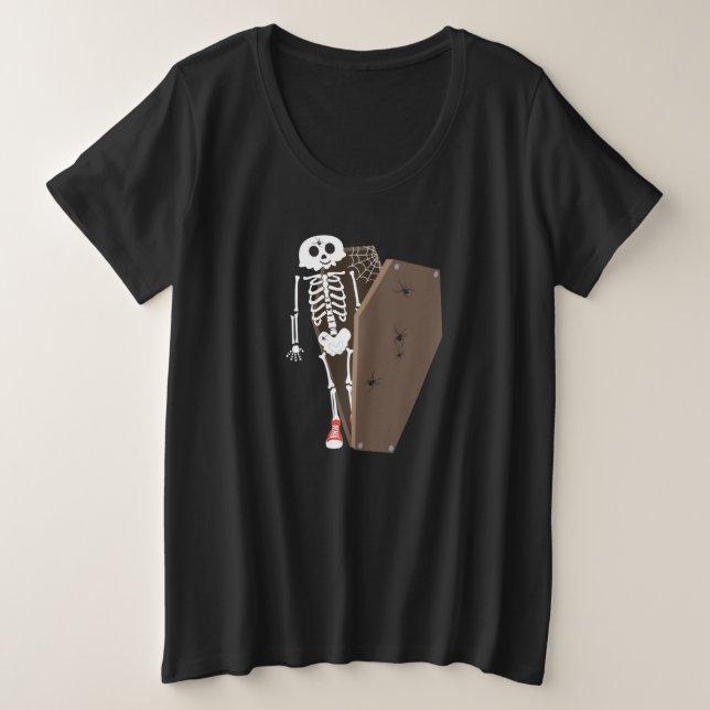 Skeleton und Coffin Halloween Design Große Größe T-Shirt (Design vorne)
