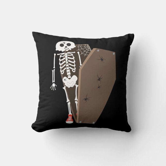 Skeleton und Coffin Halloween Design Kissen (Vorderseite)