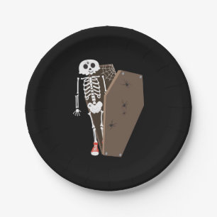Skeleton und Coffin Halloween Design Pappteller