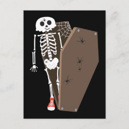Skeleton und Coffin Halloween Design Postkarte