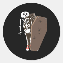 Skeleton und Coffin Halloween Design Runder Aufkleber