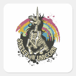 Skeleton Unicorn Goth Pferdegeschenk Quadratischer Aufkleber