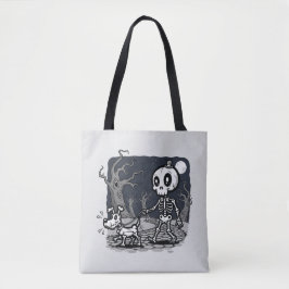 Skeleton Walking Dog Halloween Art Tasche