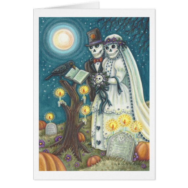 SKELETON WEDD IN FRIEDHOF GREETING CARD Blank (Vorne)