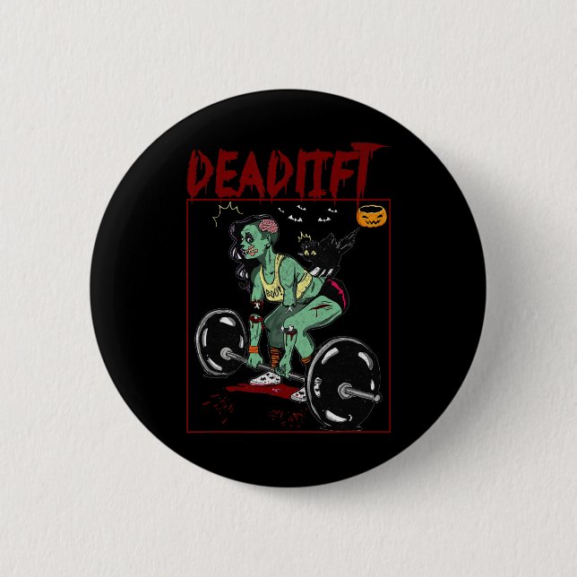 Skeleton Weightlifter Bodybuilder Workout-Fitness Button (Vorderseite)
