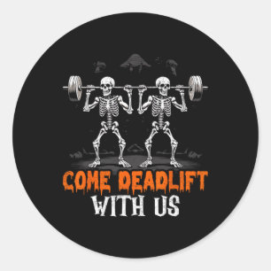 Skeleton Weightlifter Bodybuilder Workout-Fitness Runder Aufkleber
